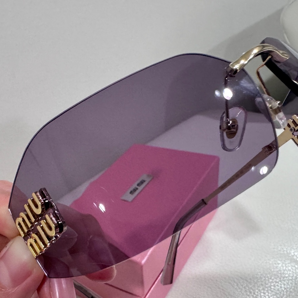 Miu Miu Woman’s Sunglasses MU 54YS Gold Light Purple Brown 5AK0/6I - Picture 9 of 11